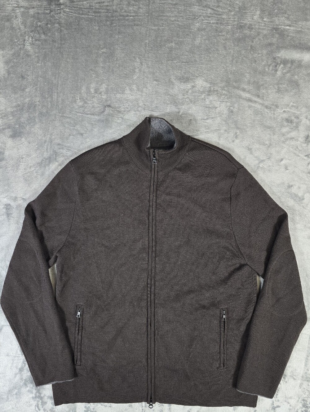 Vintage Y2K Banana Republic Merino Wool Full Zip Sweater Size Large Brown